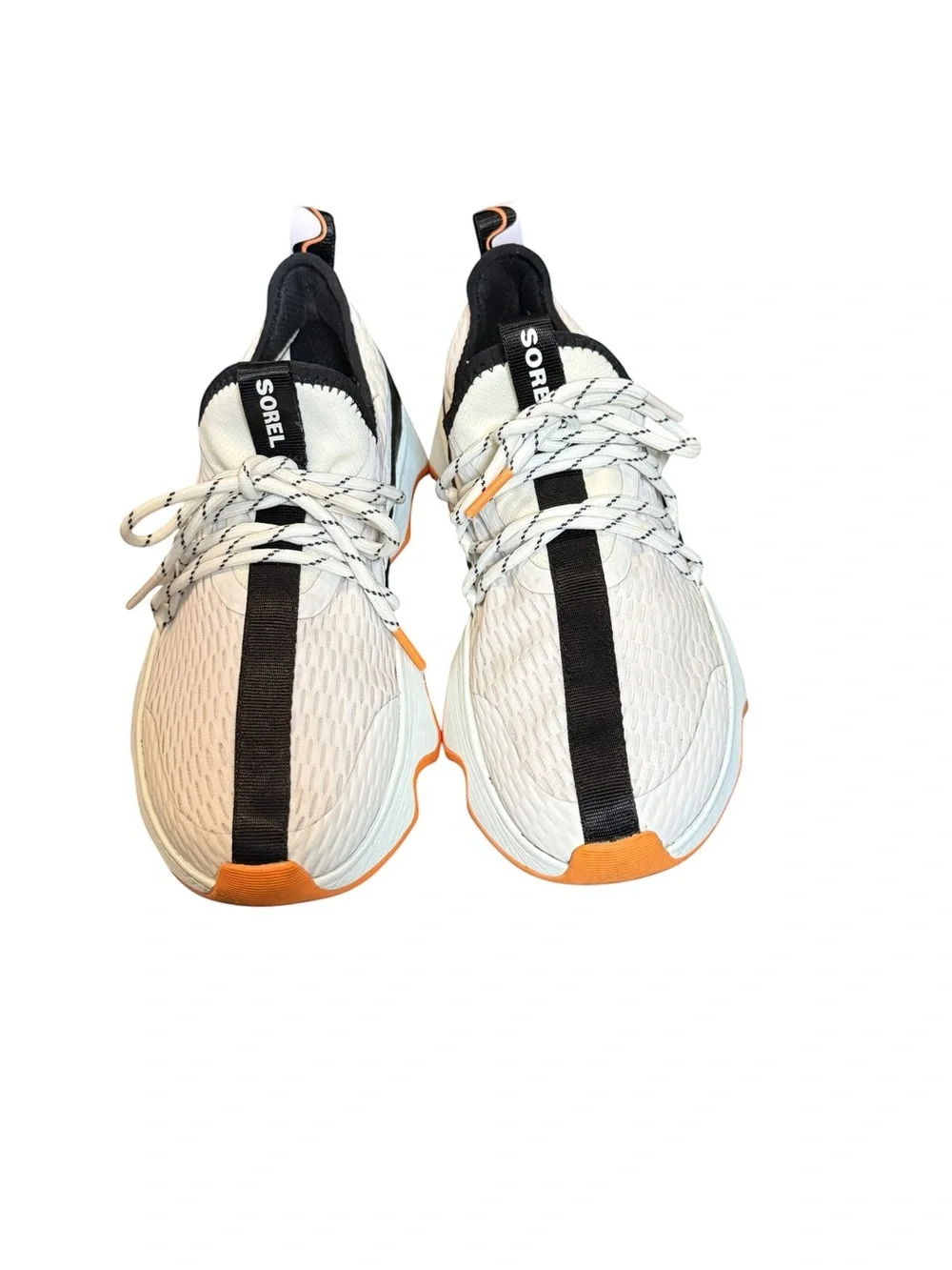 Sorel Kinetic Impact II Lace Sneakers White Black Orange Size 7